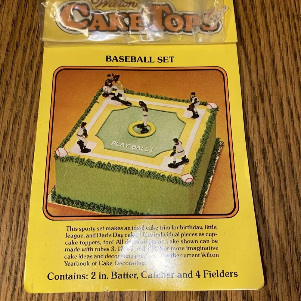 Baseball Vintage Decoration Cake Topper Wilton Batter Pitch Catcher Fielder 2”